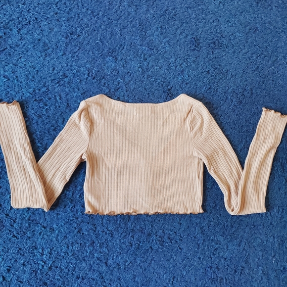 Urban Outfitters Ribbed Button-Up Crop Top - Cream - Picture 4 of 7